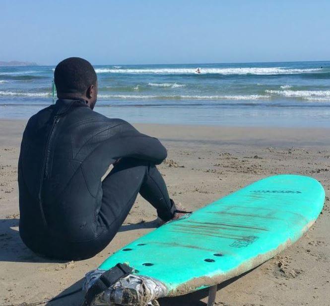 Gbenga Akinnagbe's relaxed time at the beach.